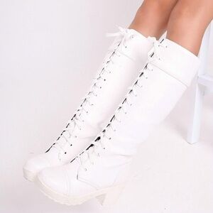 Women's Lace Up Knee High Chunky Platform Combat Boots